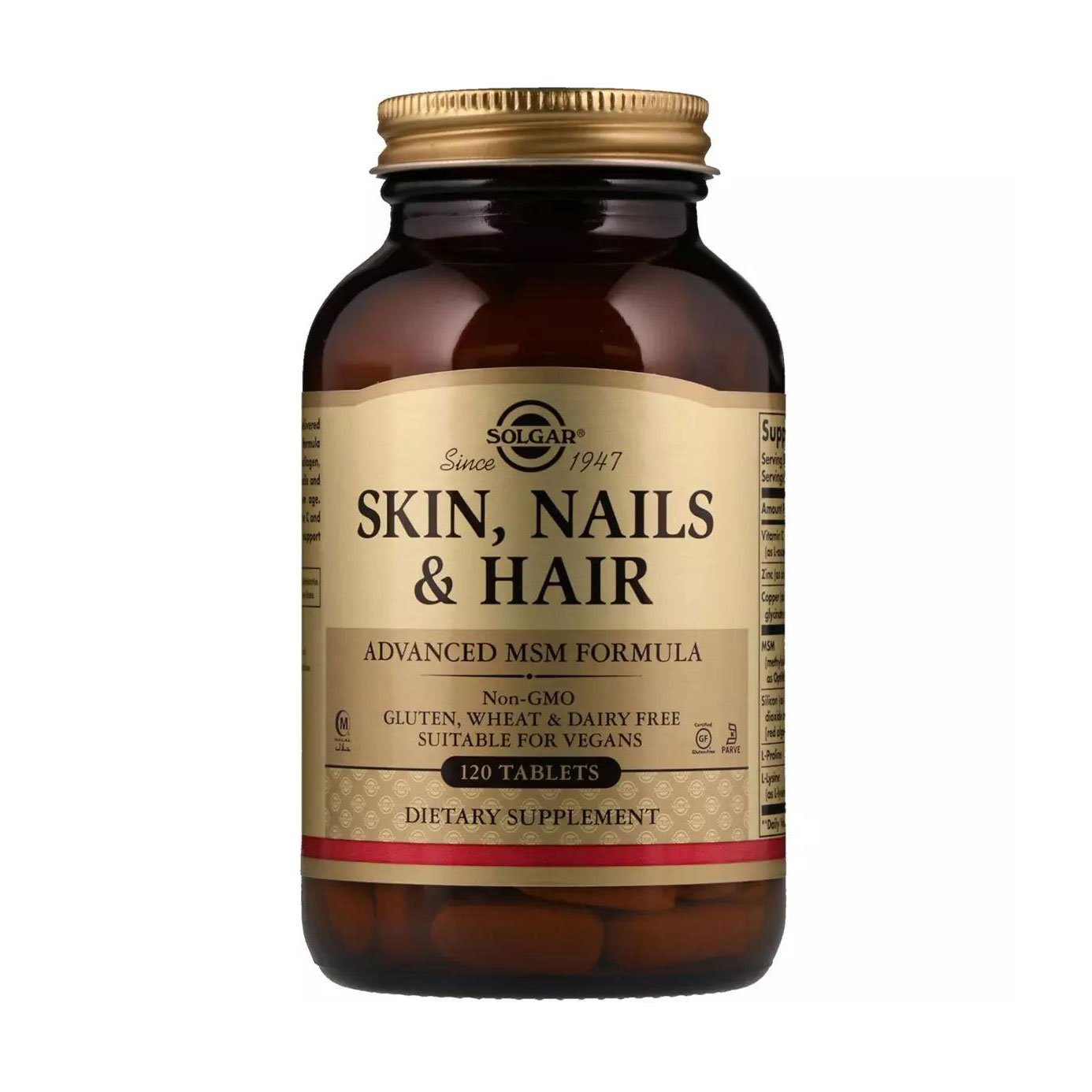 Комплекс для догляду за волоссям, шкірою та нігтями Solgar Skin, Nails &amp; Hair Покращена формула з МСМ, 120 таблеток
